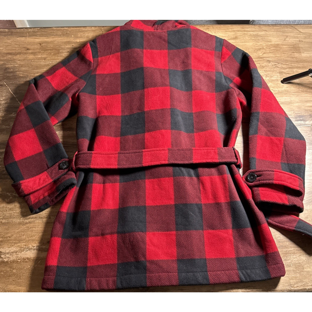Ike Behar Buffalo Red Black Plaid Womens Fleece Belted Jacket XL - Picture 7 of 10